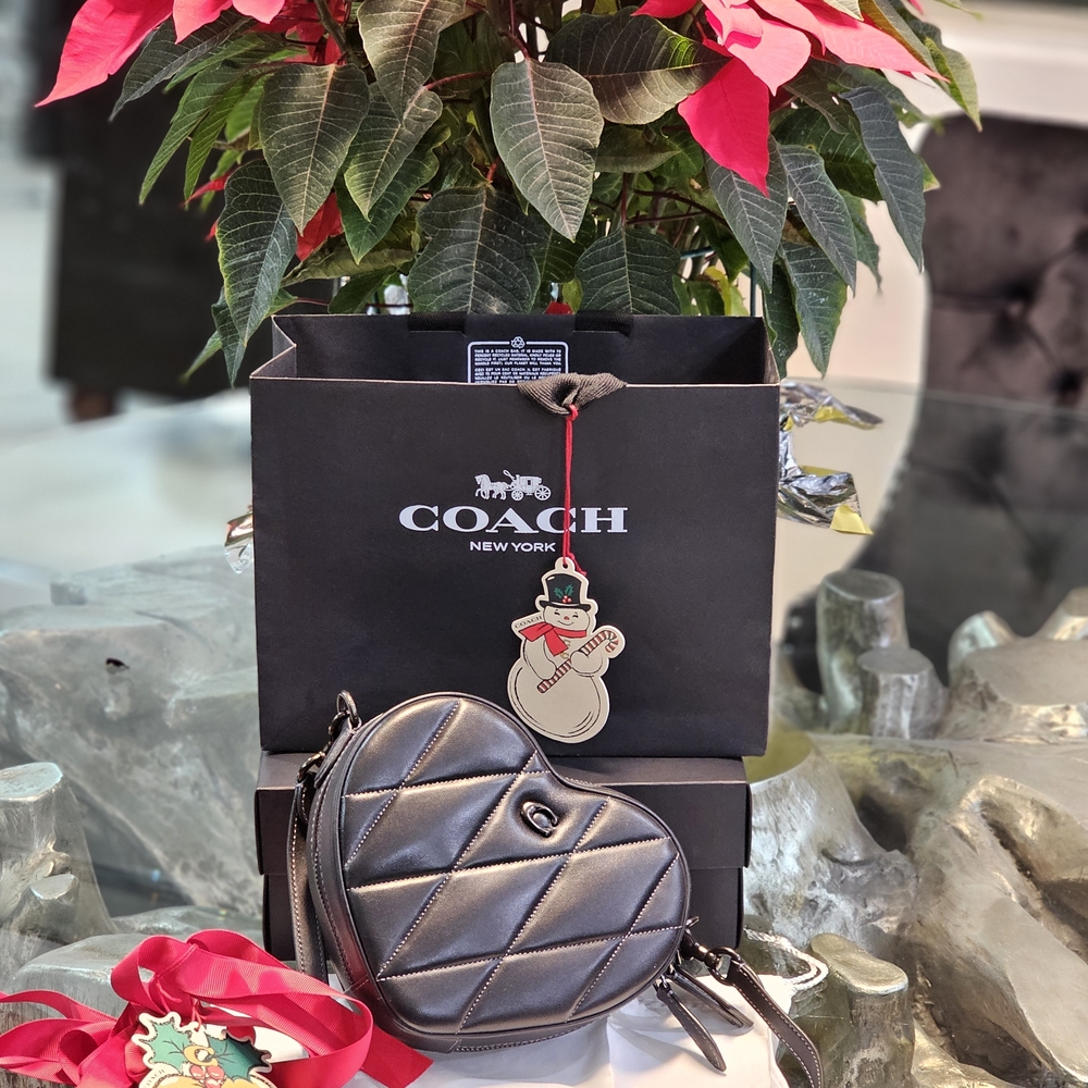 Coach Quilted Black Heart Crossbody Bag